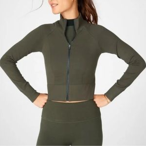 Fabletics Lauren Seemless Jacket- Army Green, Size XS